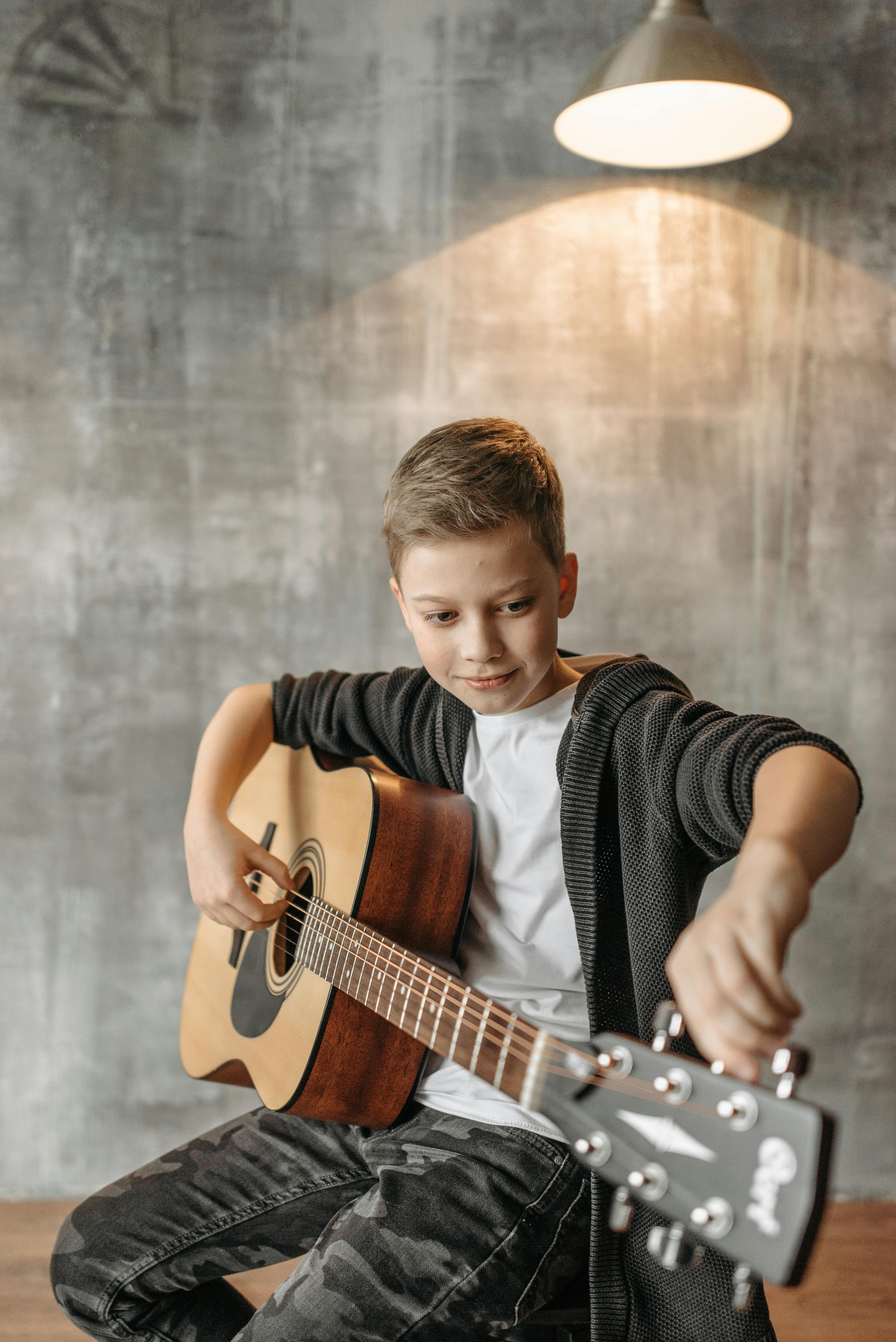 Band members jamming together indoors