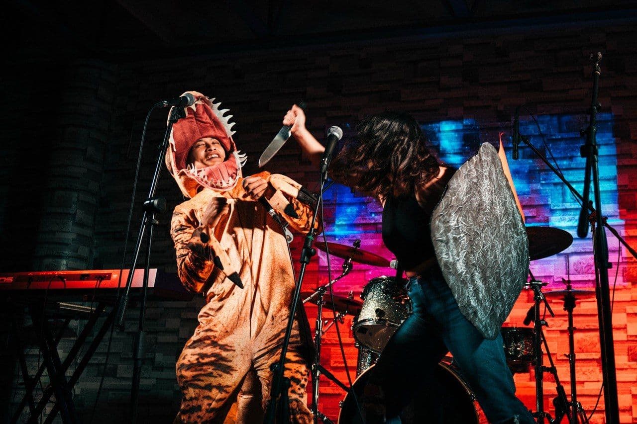 Dinoman getting stabbed